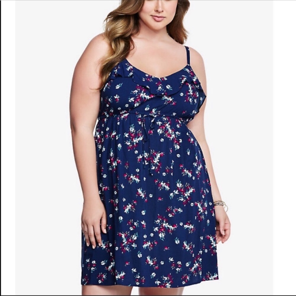 🔥TORRID Floral Ruffle Neck Challis Tank Dress